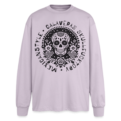 Sugar Skull Black Design - Oversized Langarmshirt - verblasstes Lila