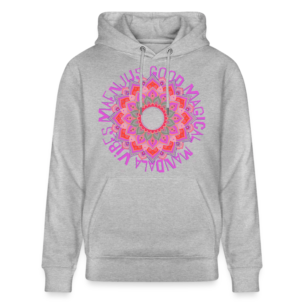 Mandala Pink Design – Unisex Bio-Hoodie - Grau meliert