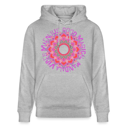 Mandala Pink Design – Unisex Bio-Hoodie - Grau meliert