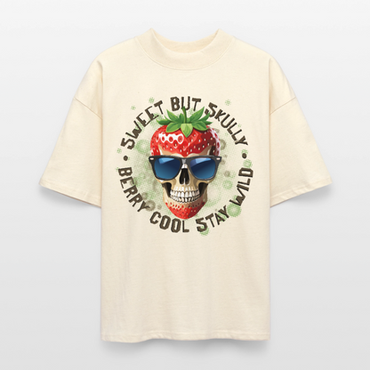 Strawberry Skull Design – Oversized Unisex Bio T-Shirt - Natur