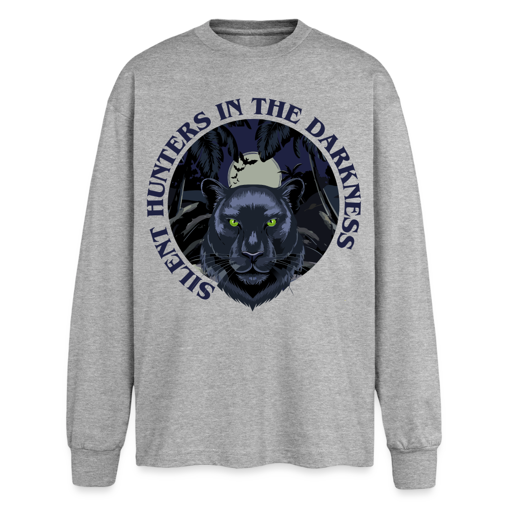 Silent Hunter Design – Oversized Langarmshirt - Grau meliert