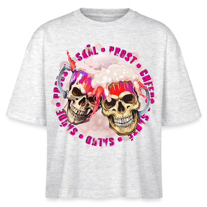 Party Skull Design Pink – Frauen Boxy Bio-T-Shirt - Weiß meliert