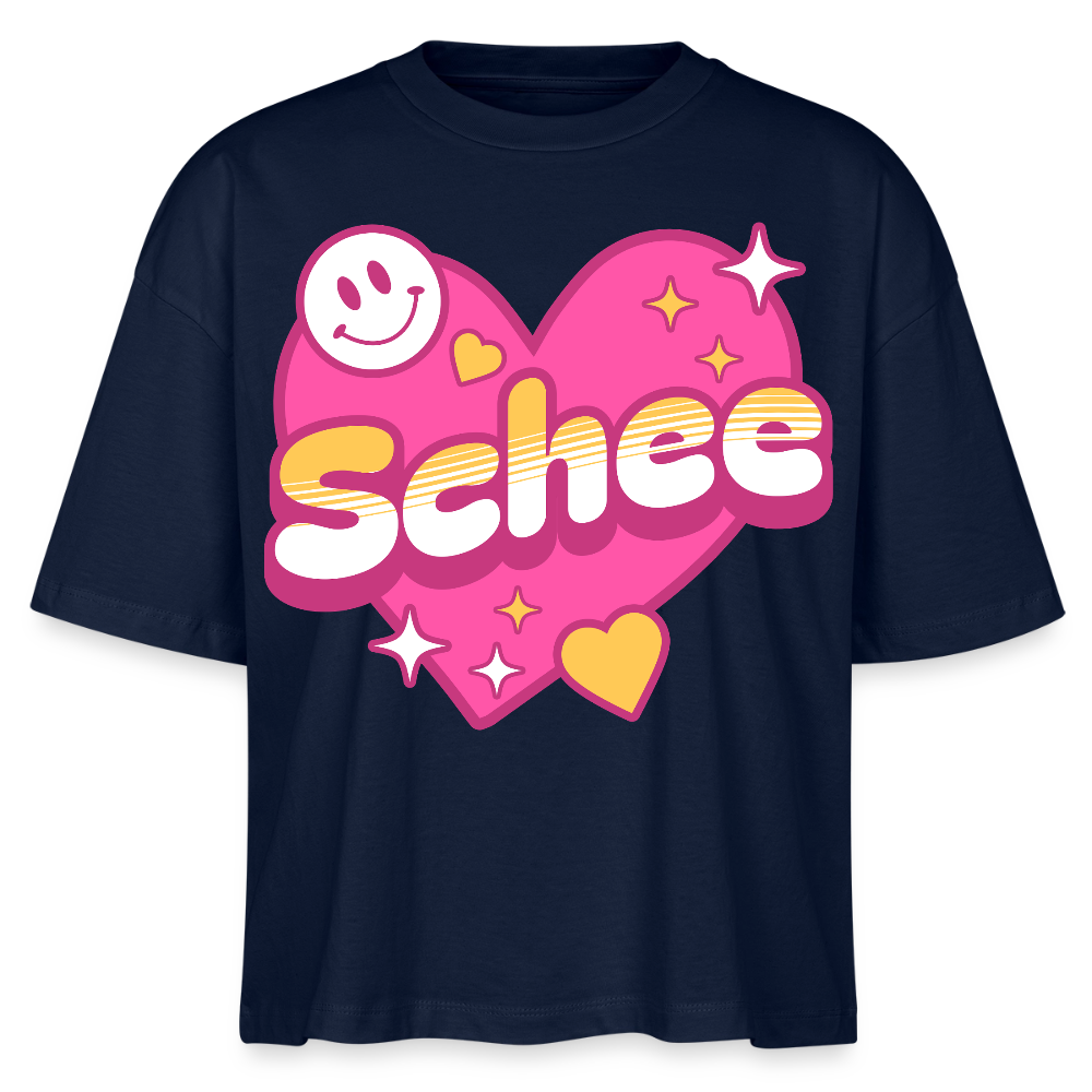 Schnee Design – Frauen Boxy Bio-T-Shirt - Navy