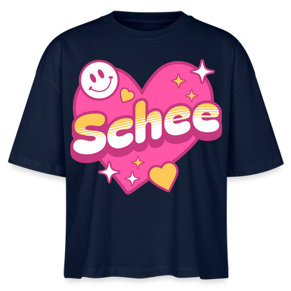Schnee Design – Frauen Boxy Bio-T-Shirt - Navy