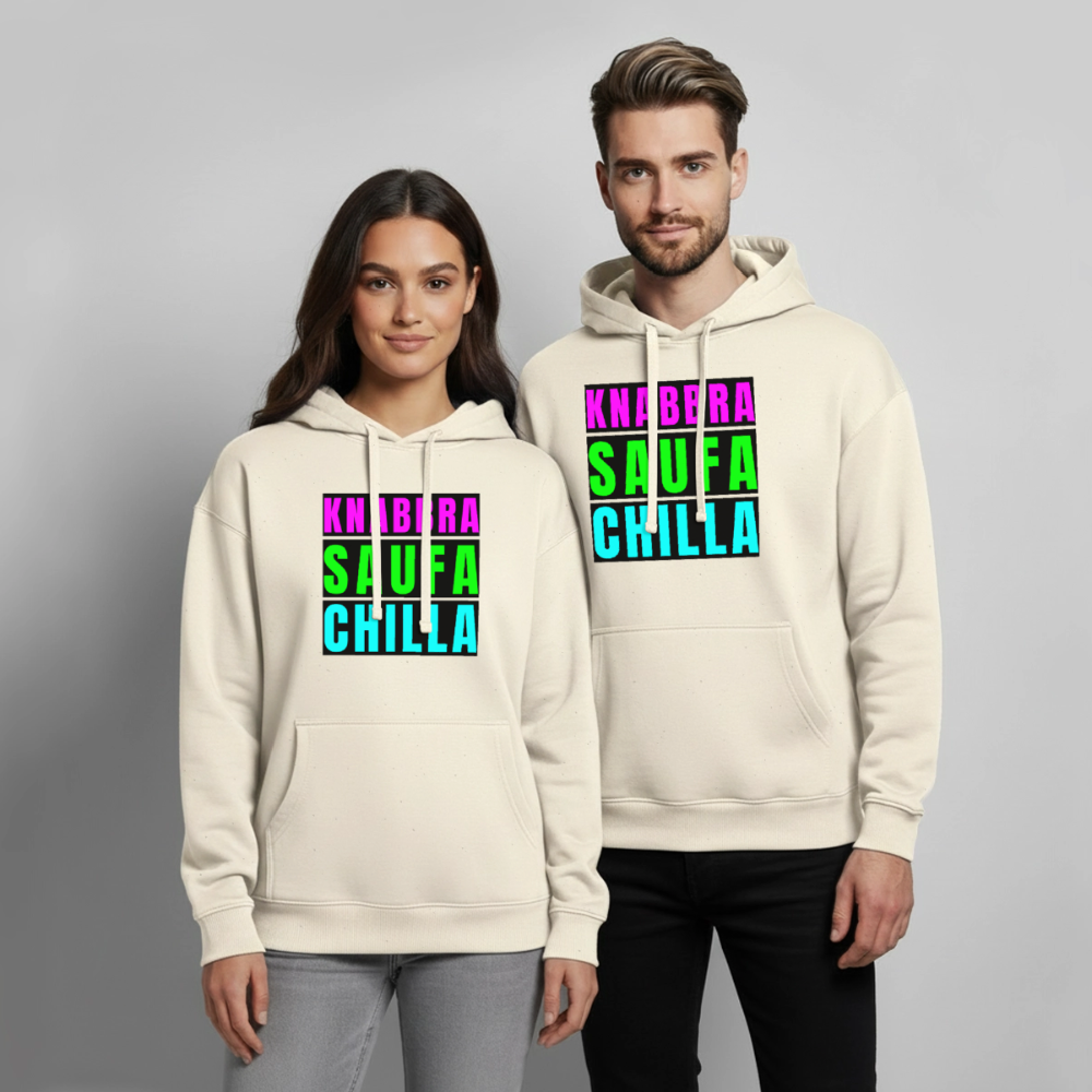 Knabbra Saufa Chilla – Oversized Unisex Hoodie - Natur