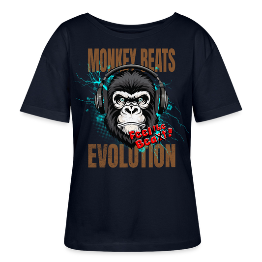 Monkey Beats Design – Rundhals Frauen Bio-T-Shirt - Navy