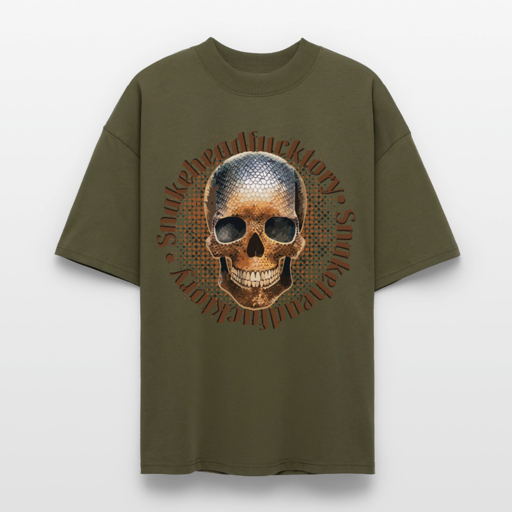 Snake Skull Design – Oversized Unisex Bio T-Shirt - Khaki