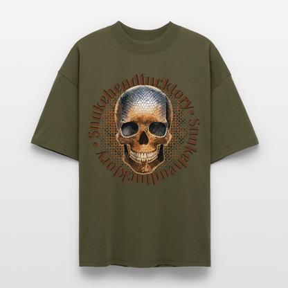 Snake Skull Design – Oversized Unisex Bio T-Shirt - Khaki
