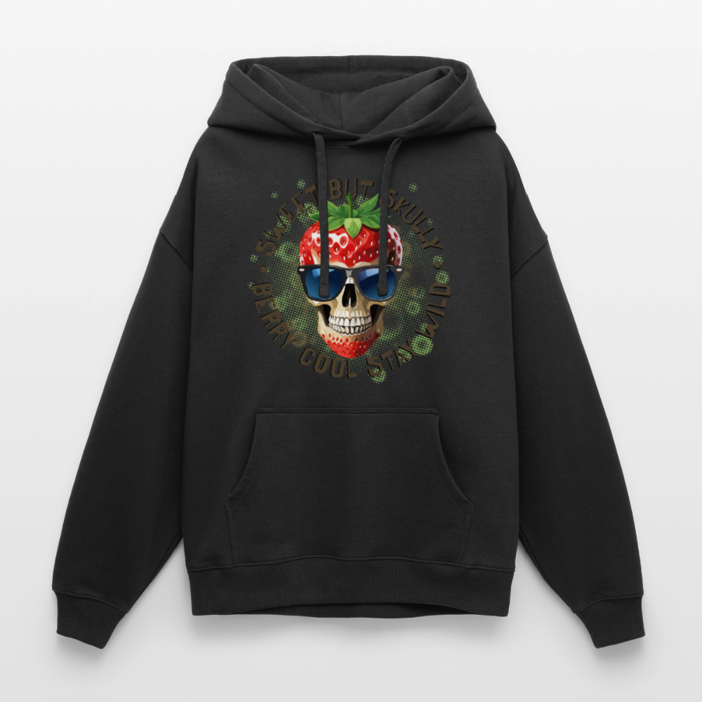 Strawberry Skull Design – Oversized Unisex Hoodie - Schwarz