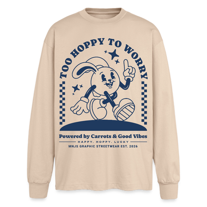 Too Hoppy Too Worry Design – Oversized Langarmshirt - Sand