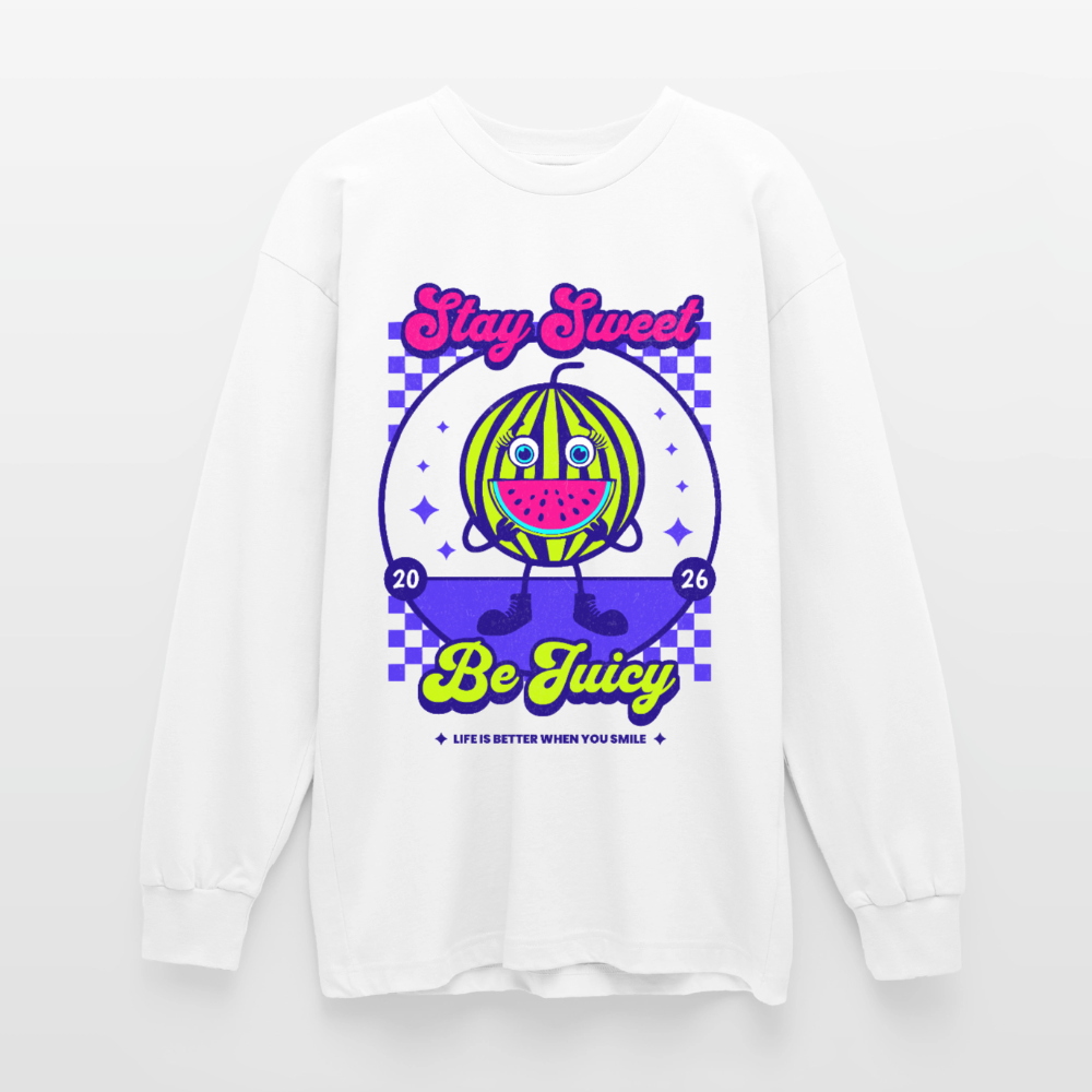 Stay Sweet Design – Oversized Langarmshirt - Weiß