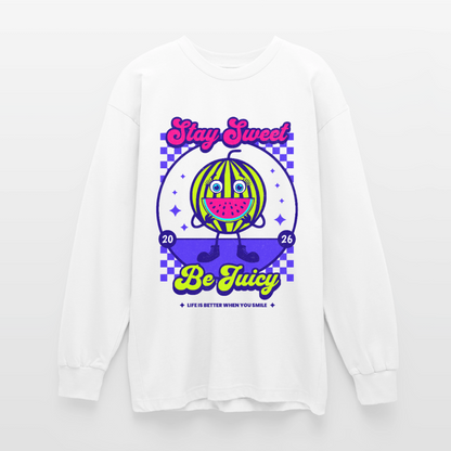 Stay Sweet Design – Oversized Langarmshirt - Weiß