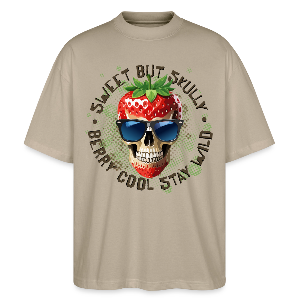 Strawberry Skull Design – Oversized Unisex Bio T-Shirt - Steingrau