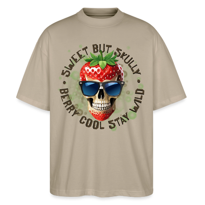 Strawberry Skull Design – Oversized Unisex Bio T-Shirt - Steingrau