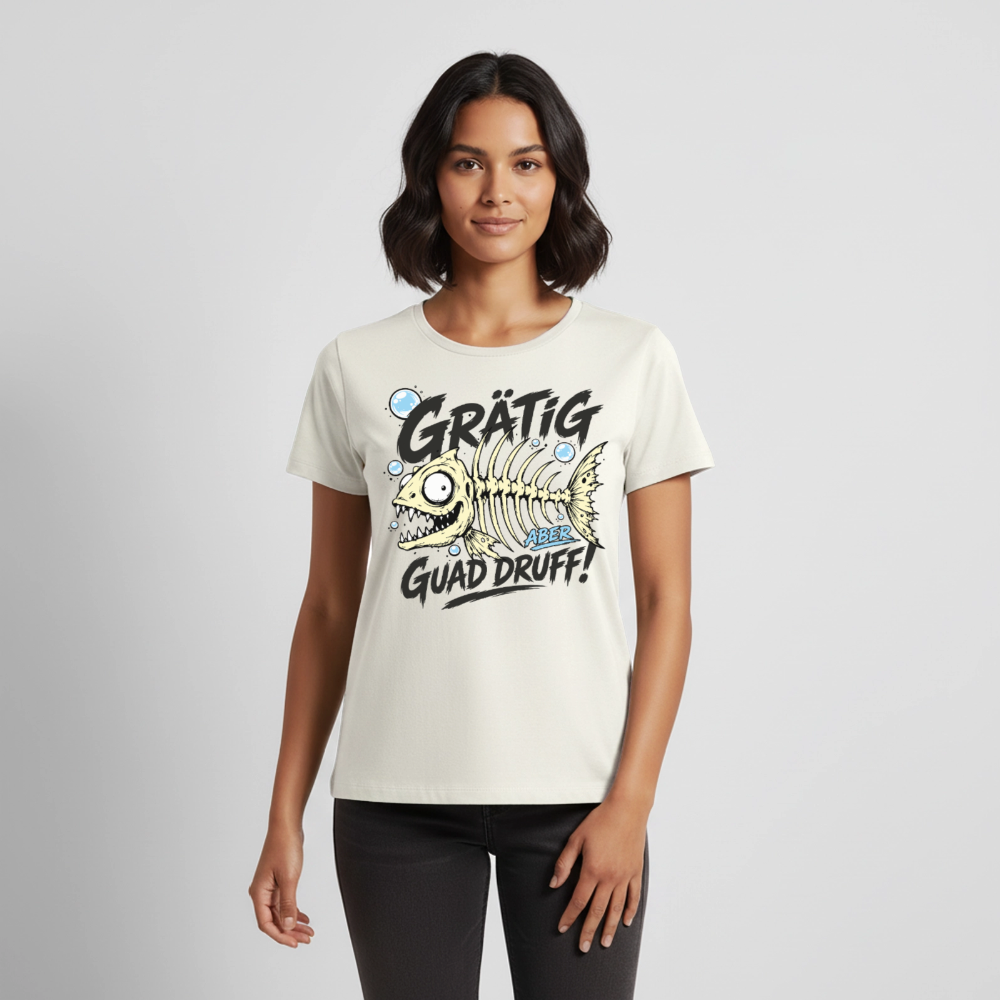 Fischskelett Grätig Design – Frauen Premium T-Shirt - Naturweiß
