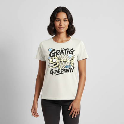 Fischskelett Grätig Design – Frauen Premium T-Shirt - Naturweiß