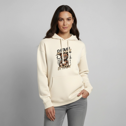 Bear Design – Oversized Unisex Hoodie - Natur