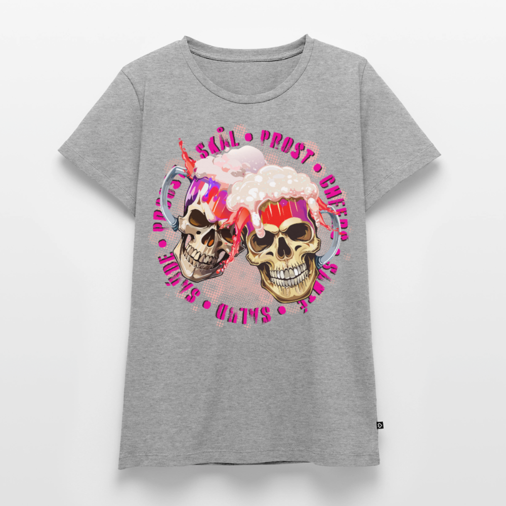 Party Skull Design Pink – Frauen Premium T-Shirt - Grau meliert