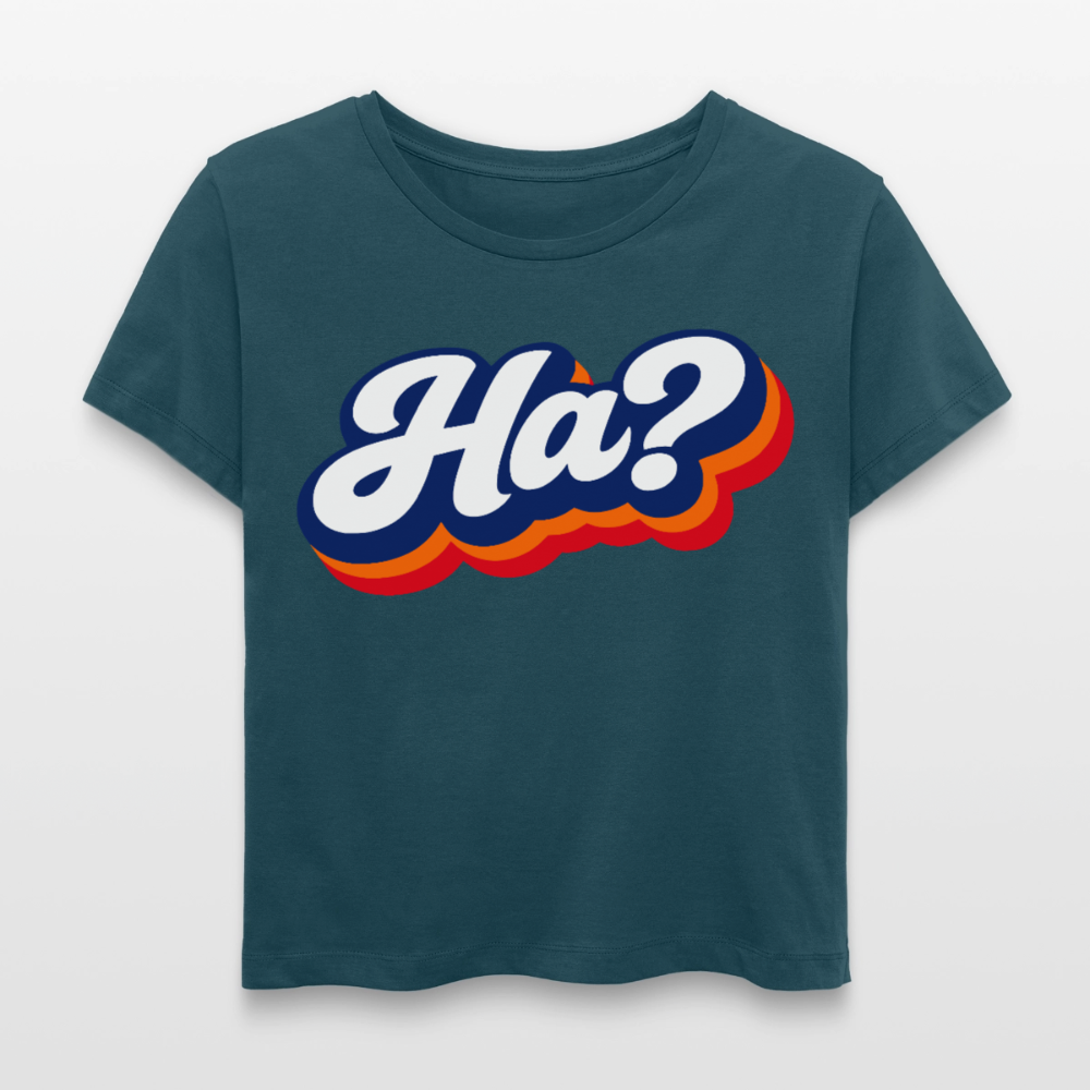 Ha? Design – Rundhals Frauen Bio-T-Shirt - Dunkles Petrol