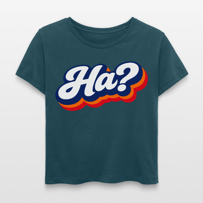 Ha? Design – Rundhals Frauen Bio-T-Shirt - Dunkles Petrol