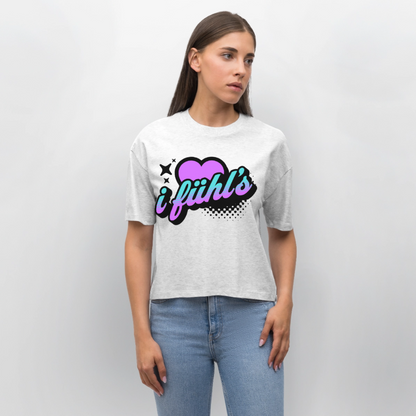 i fühl‘s Design – Frauen Boxy Bio-T-Shirt - Weiß meliert