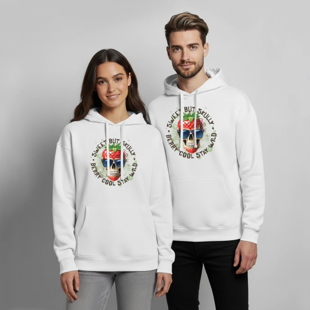 Strawberry Skull Design – Oversized Unisex Hoodie - Weiß