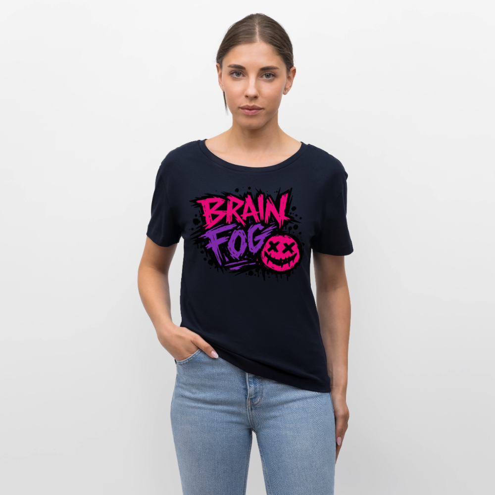 Brain Fog design – Rundhals Frauen Bio-T-Shirt - Navy