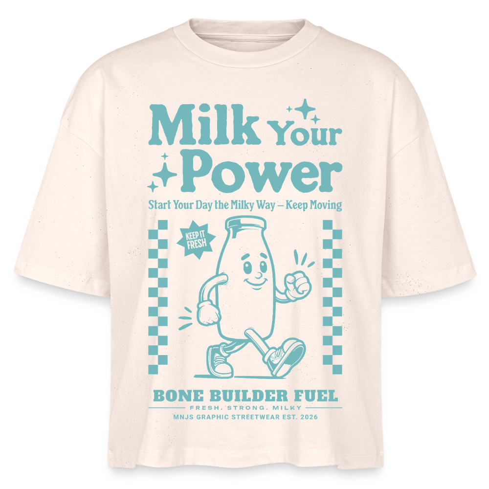 Milk Your Power Design – Frauen Boxy Bio-T-Shirt - Natur