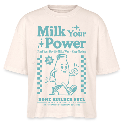 Milk Your Power Design – Frauen Boxy Bio-T-Shirt - Natur