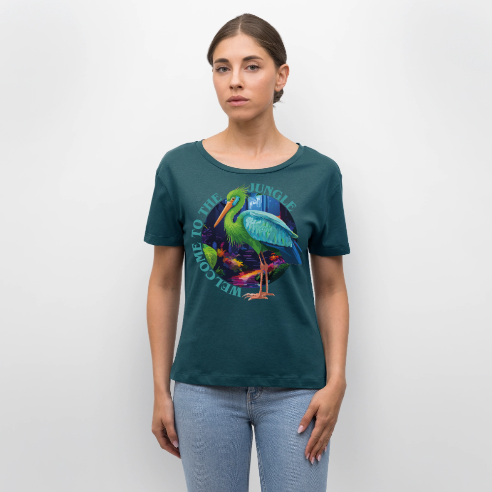 Jungle Design – Rundhals Frauen Bio-T-Shirt - Dunkles Petrol