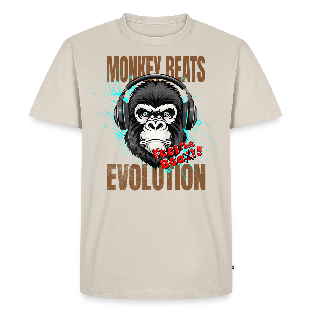 Monkey Beats Design – Männer Premium T-Shirt - Beige
