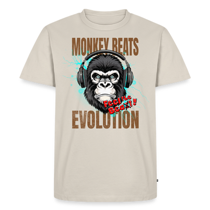 Monkey Beats Design – Männer Premium T-Shirt - Beige