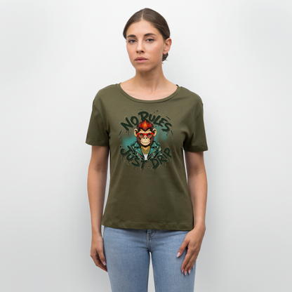 Monkey No Rules Design – Rundhals Frauen Bio-T-Shirt - Khaki