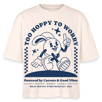 Too Hoppy Too Worry Design – Frauen Boxy Bio-T-Shirt - Natur