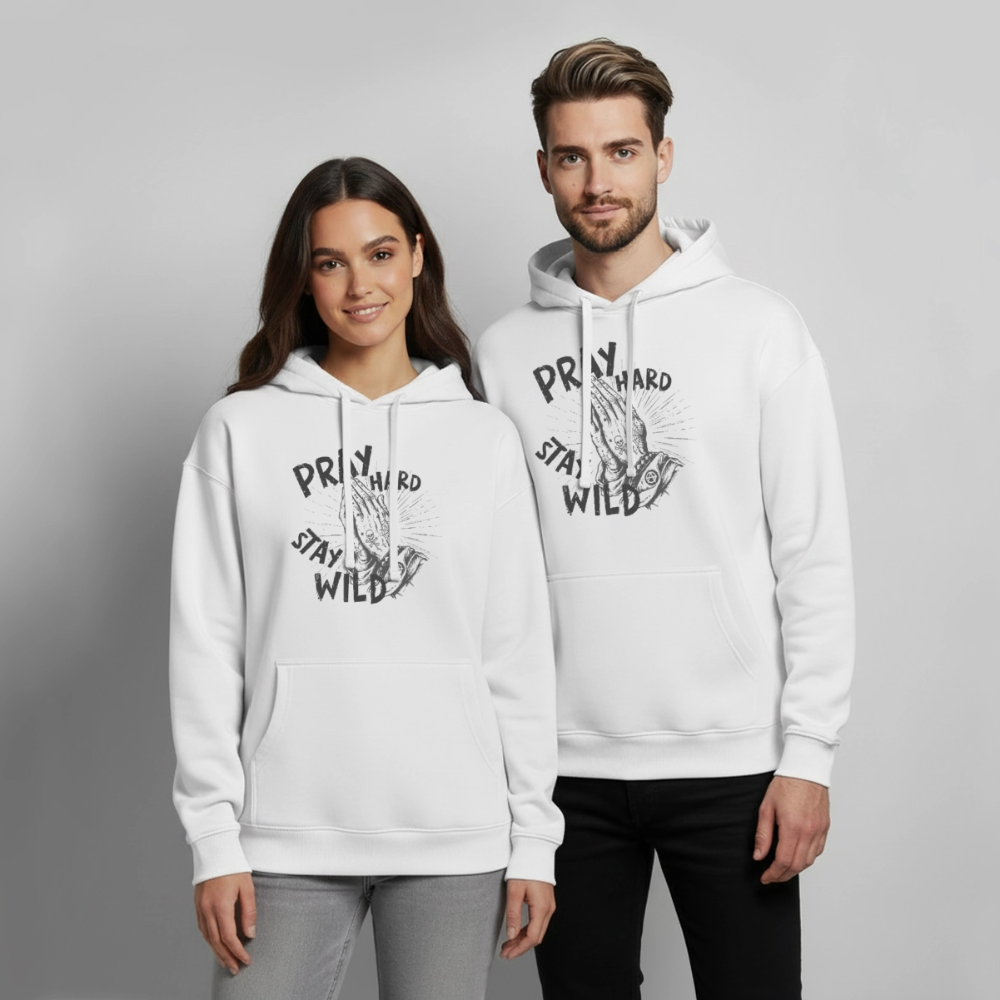 Pray Hard Design – Oversized Unisex Hoodie - Weiß