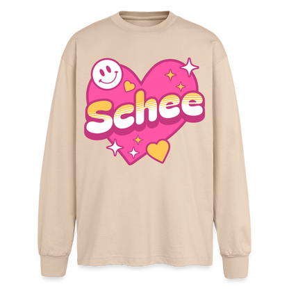Schnee Design – Oversized Langarmshirt - Sand