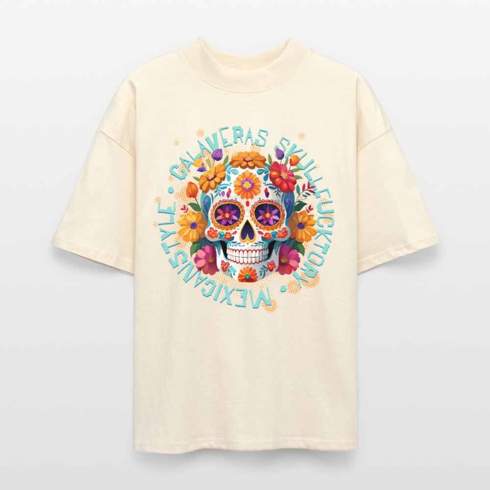 Sugar Skull Blumen – Oversized Unisex Bio T-Shirt - Natur
