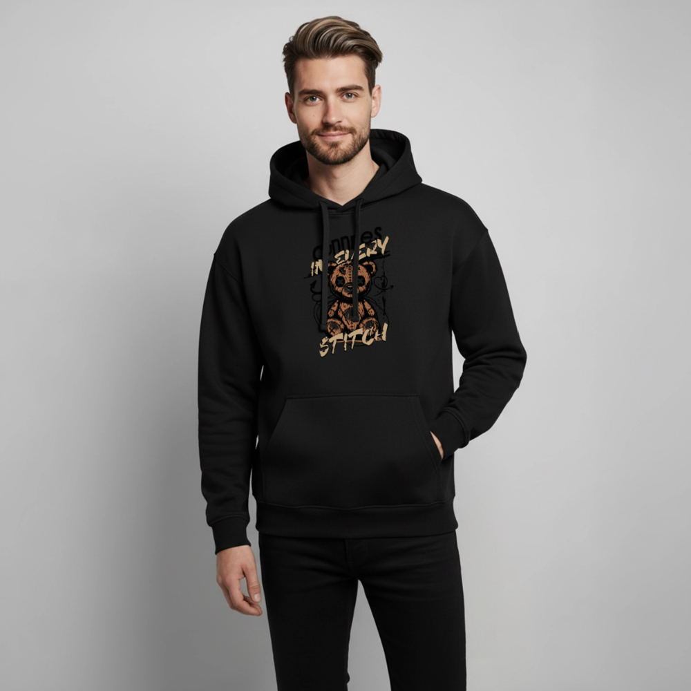 Bear Design – Oversized Unisex Hoodie - Schwarz