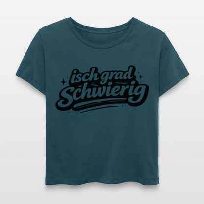 isch grad schwierig Design – Rundhals Frauen Bio-T-Shirt - Dunkles Petrol