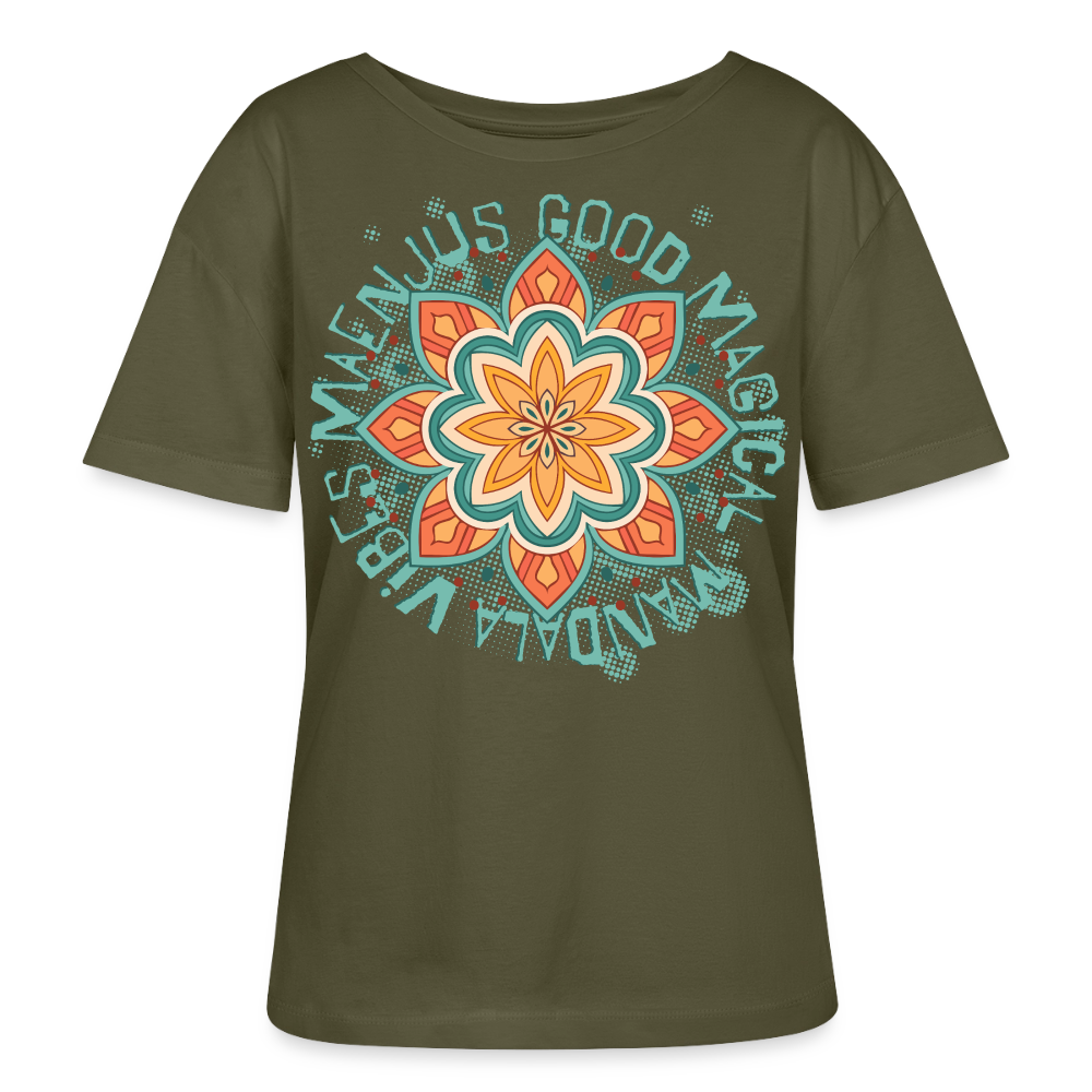 Mandala Türkis Design – Rundhals Frauen Bio-T-Shirt - Khaki