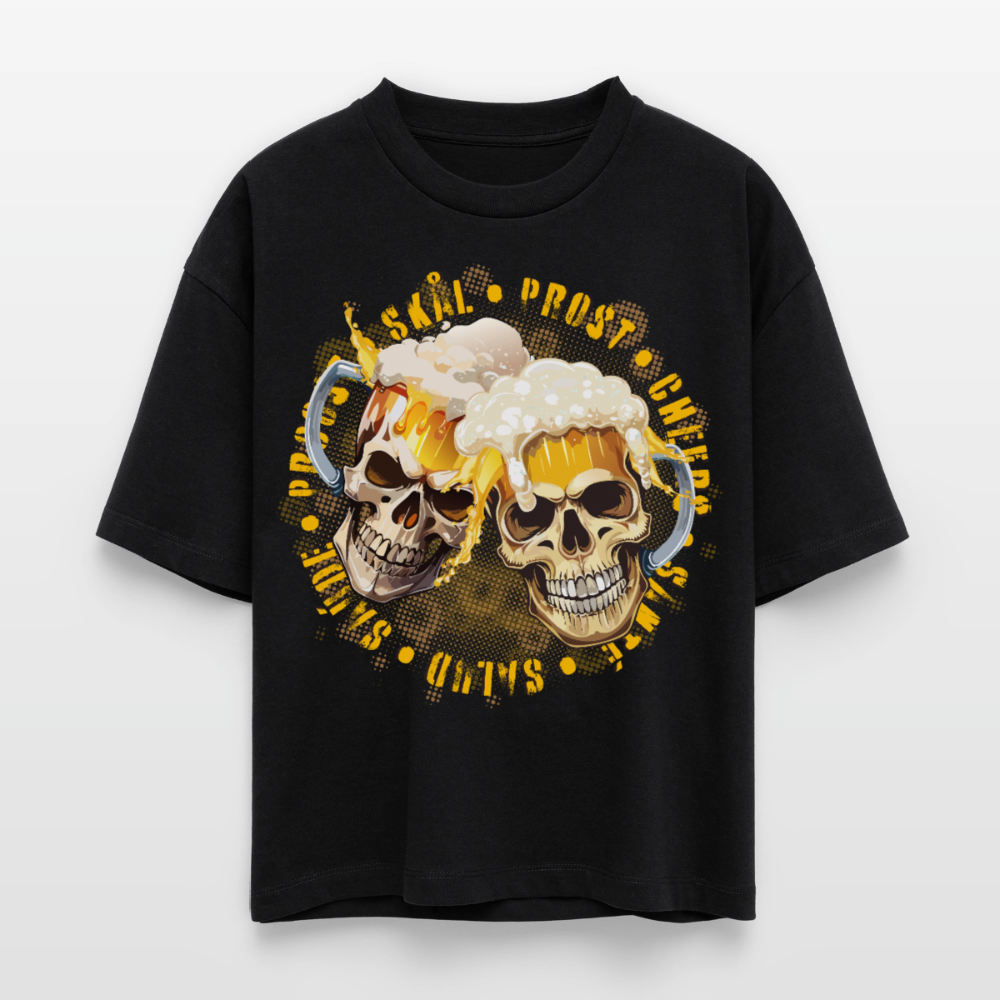 Party Skull Design – Frauen Boxy Bio-T-Shirt - Schwarz
