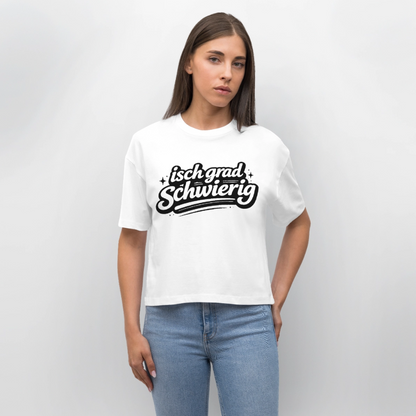 isch grad schwierig Design – Frauen Boxy Bio-T-Shirt - Weiß