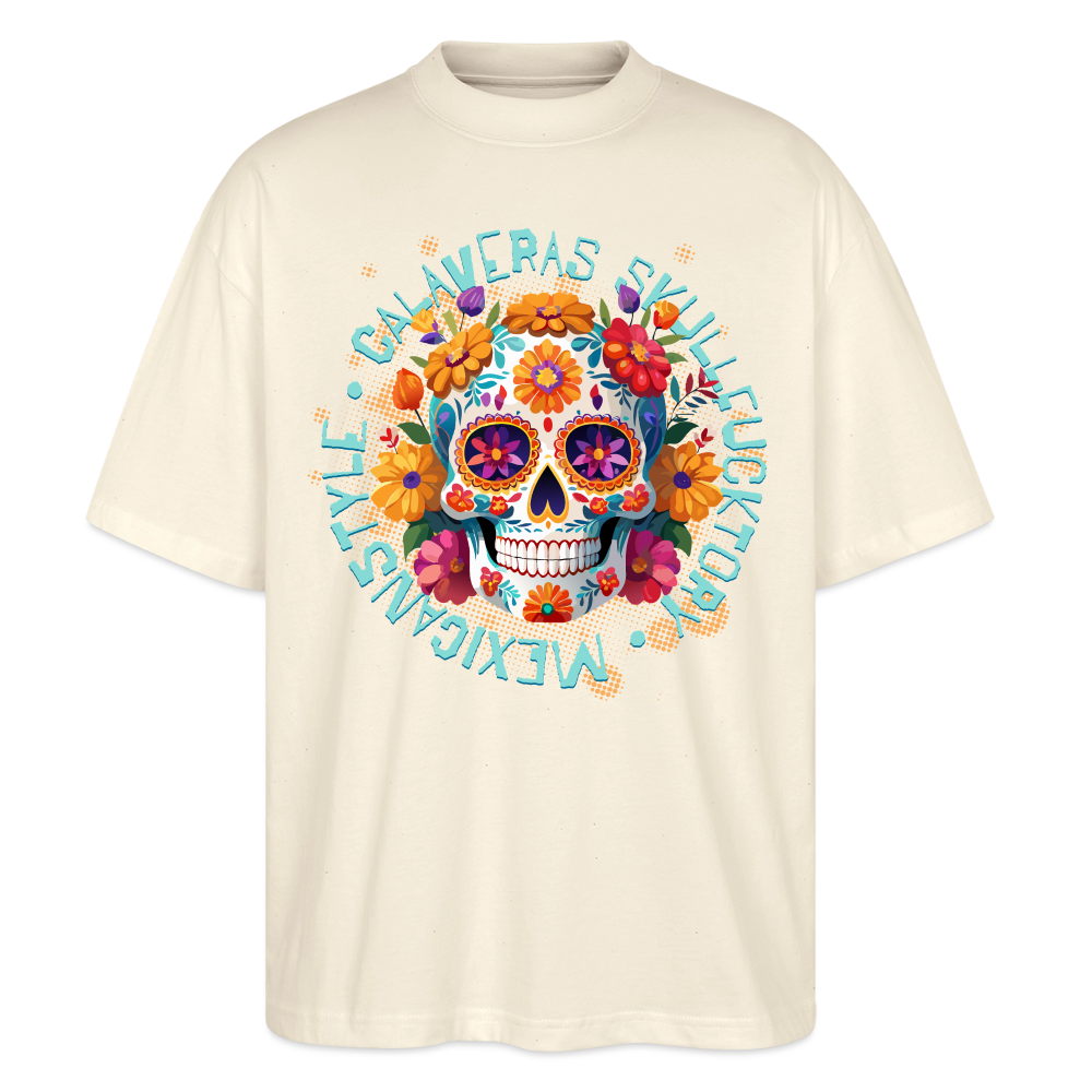Sugar Skull Blumen – Oversized Unisex Bio T-Shirt - Natur