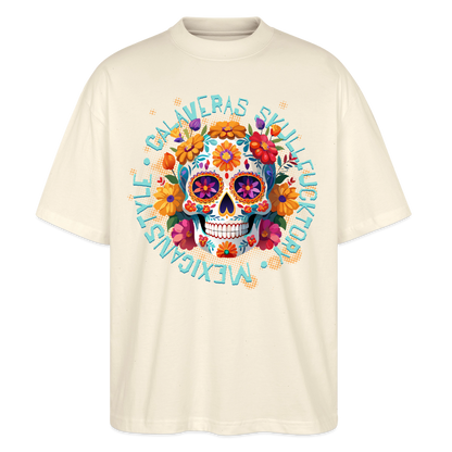 Sugar Skull Blumen – Oversized Unisex Bio T-Shirt - Natur