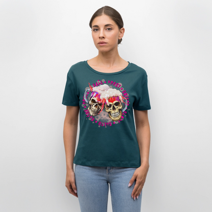 Party Skull Design Pink – Rundhals Frauen Bio-T-Shirt - Dunkles Petrol