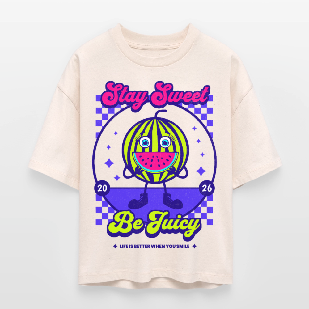 Stay Sweet Design – Frauen Boxy Bio-T-Shirt - Natur