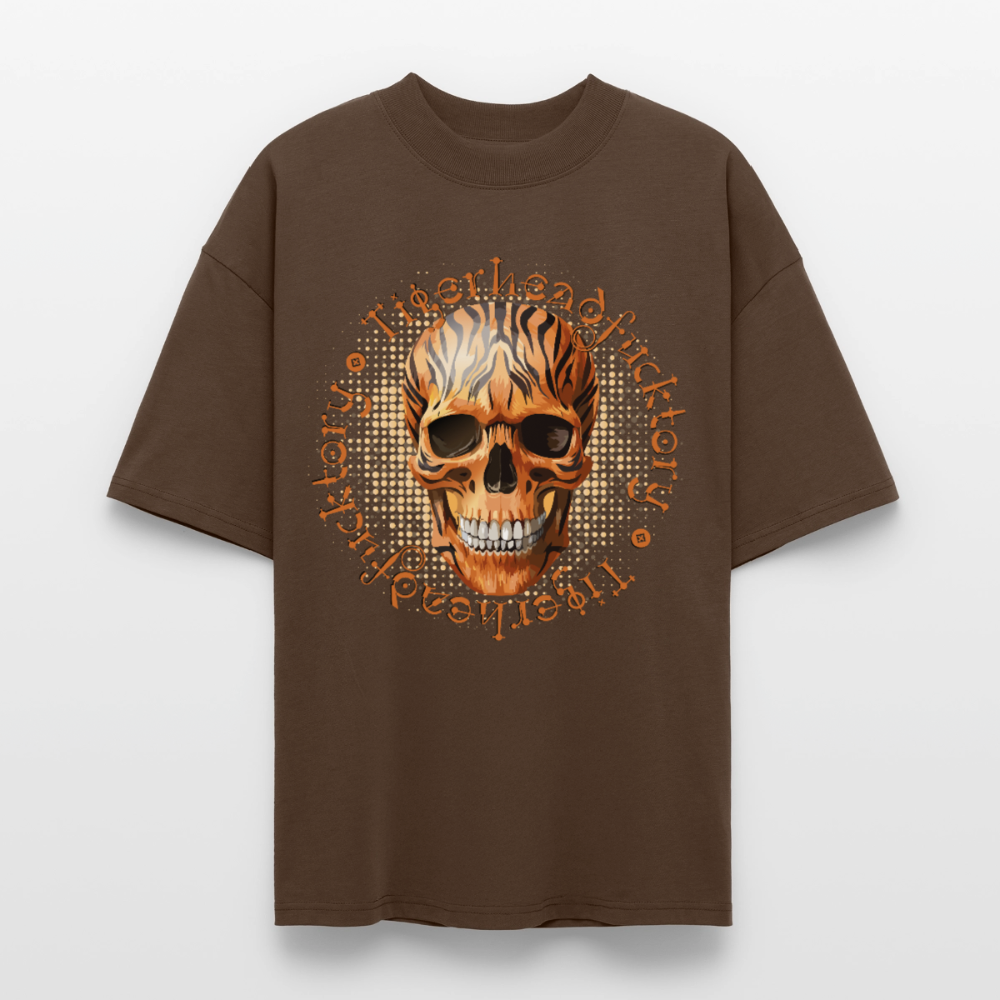 Tiger Skull Design – Oversized Unisex Bio T-Shirt - Dunkelbraun