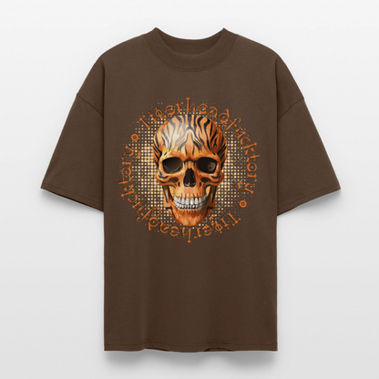 Tiger Skull Design – Oversized Unisex Bio T-Shirt - Dunkelbraun