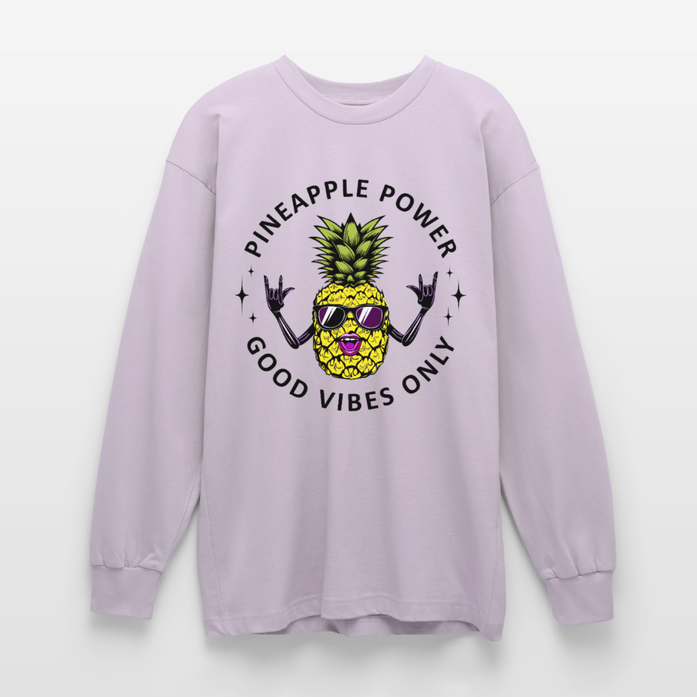 Pineapple Power Design – Oversized Langarmshirt - verblasstes Lila