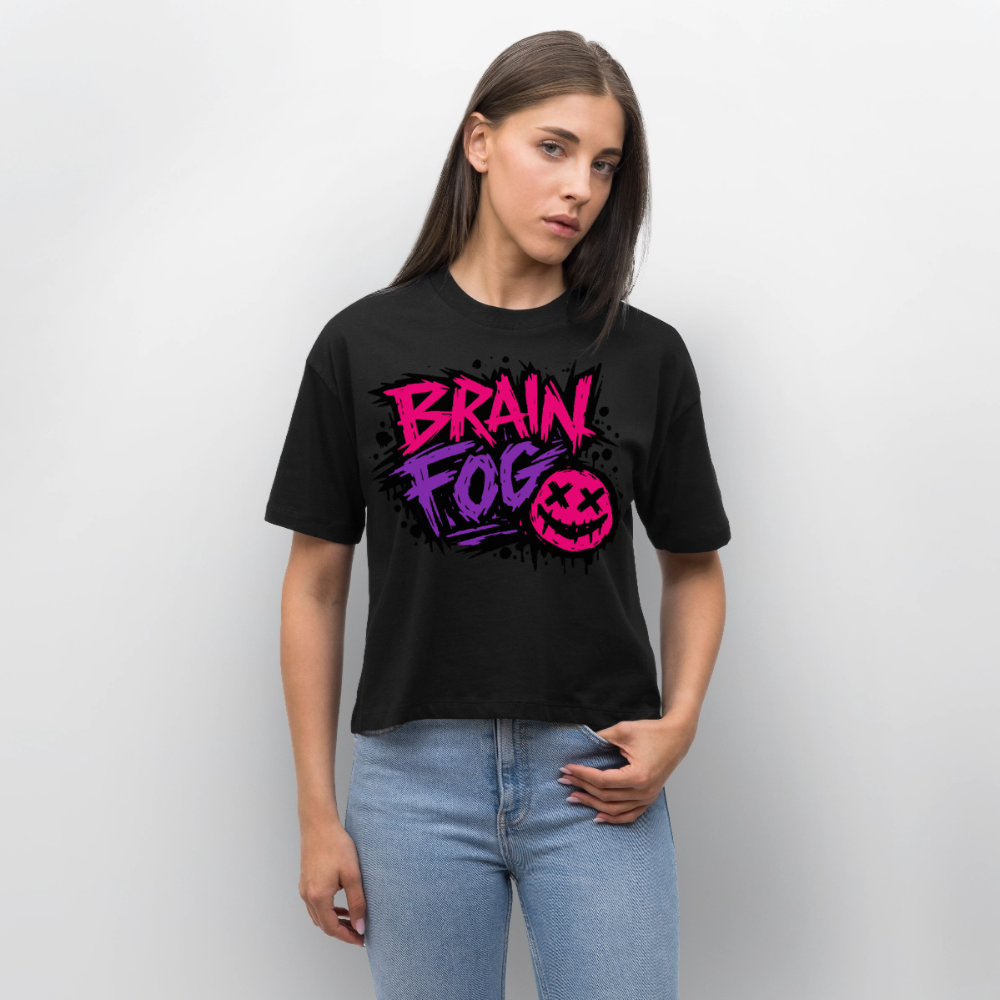 Brain Fog Design – Frauen Boxy Bio-T-Shirt - Schwarz